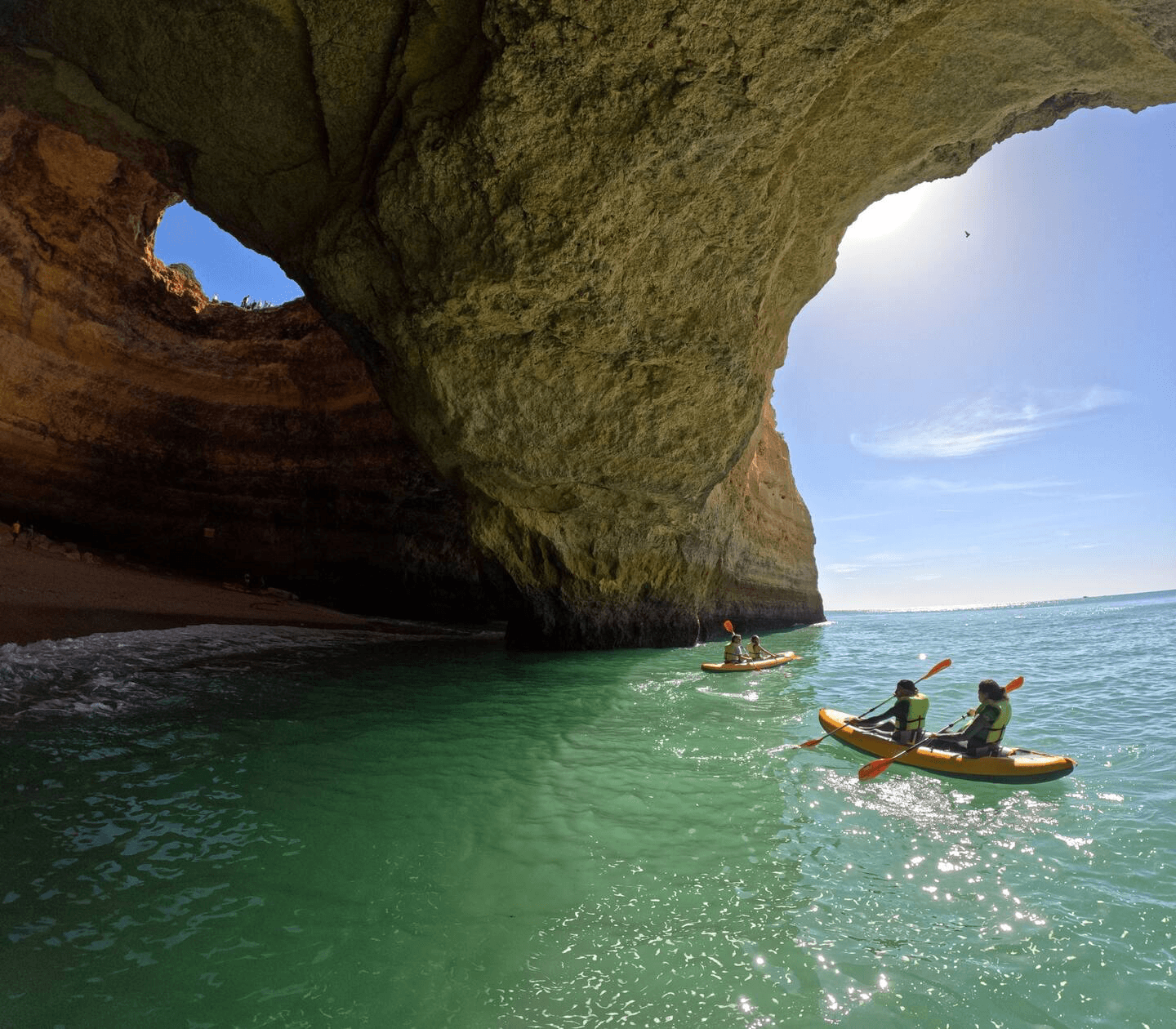 Paddling under the cave skylight