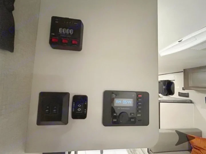 Close-up of the interior control panel and light switches